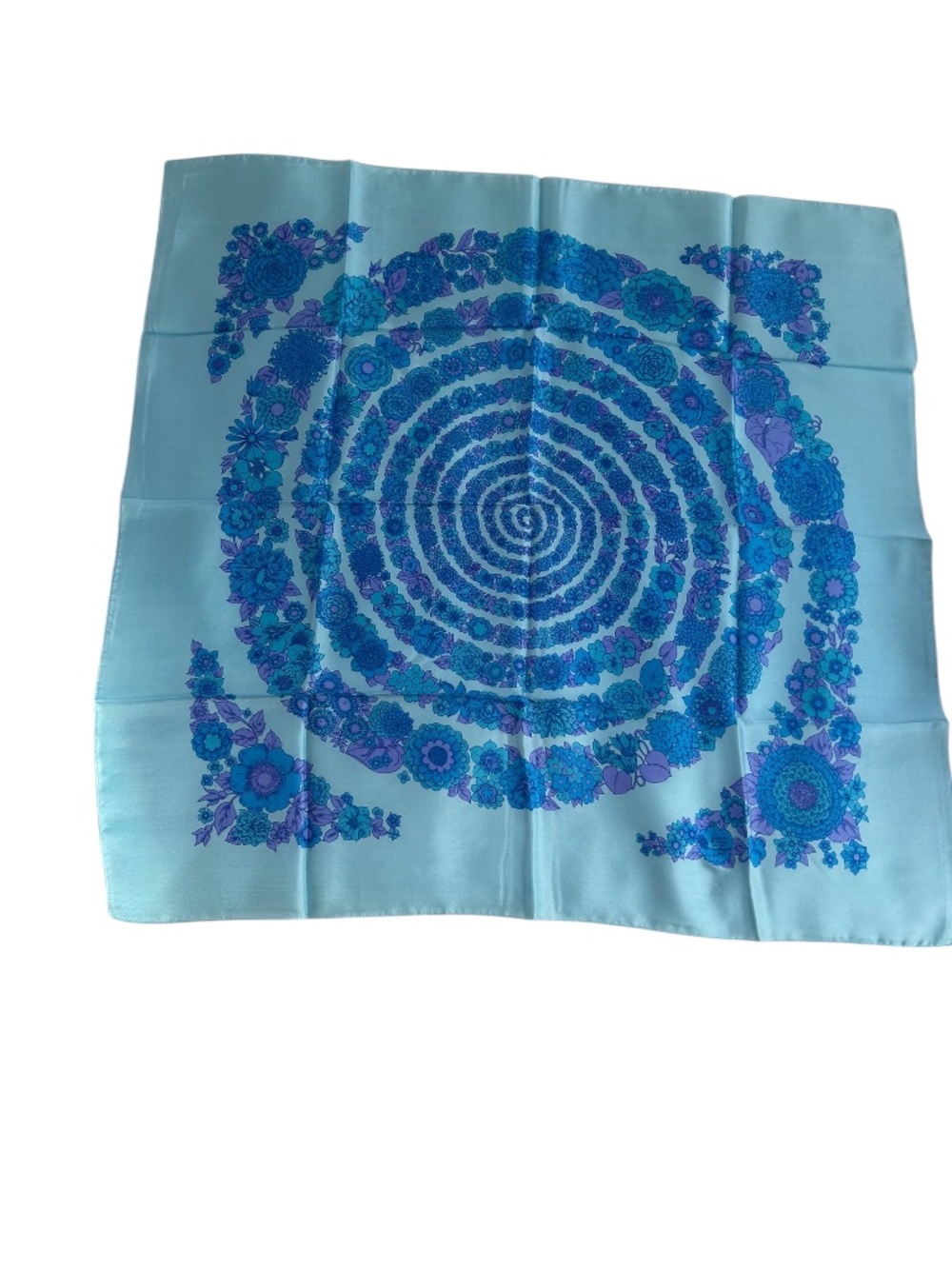 Liberty of London NEW bright blue infinity circle flowers 100% silk scarf 27" sq